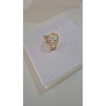 ANELLO Donna ORO Bicolore 18 Karati 750% GIALLO E BIANCO Sfaccettato Diamantato