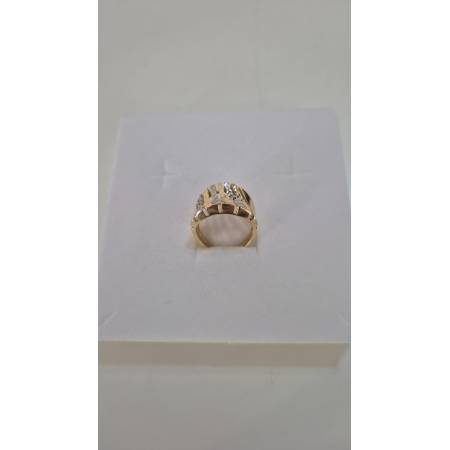 ANELLO A Fascione Donna In ORO Bicolore 18 Karati 750% GIALLO BIANCO Diamantato