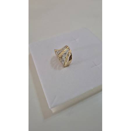 ANELLO A Fascione Donna In ORO Bicolore 18 Karati 750% GIALLO BIANCO Diamantato