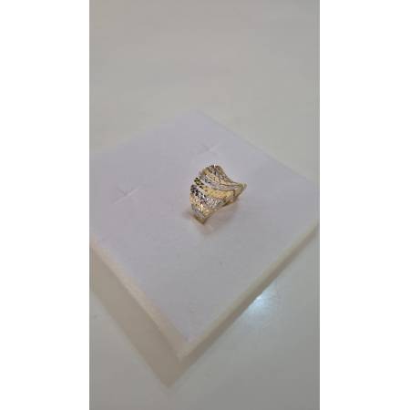 ANELLO A Fascione Donna In ORO Bicolore 18 Karati 750% GIALLO BIANCO Diamantato