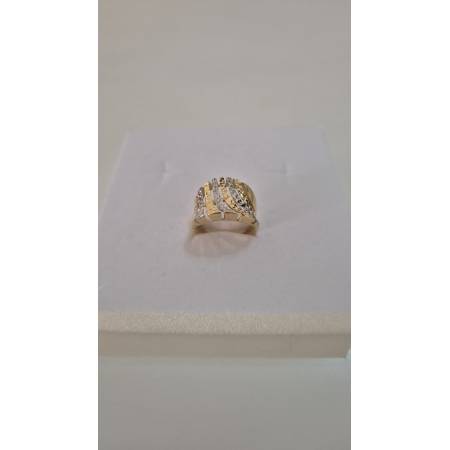 ANELLO A Fascione Donna In ORO Bicolore 18 Karati 750% GIALLO BIANCO Diamantato
