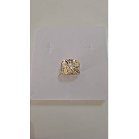 ANELLO A Fascione Donna In ORO Bicolore 18 Karati 750% GIALLO BIANCO Diamantato