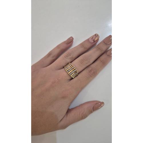 ANELLO Fascia Donna ORO Bicolore 18...