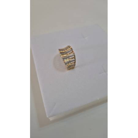 ANELLO Fascia Donna ORO Bicolore 18 Kt 750% GIALLO BIANCO Sfaccettato Diamantato