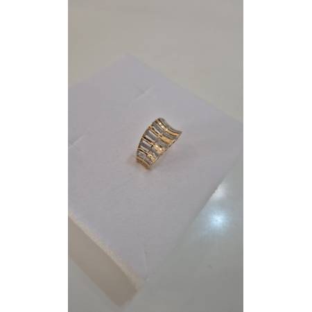 ANELLO Fascia Donna ORO Bicolore 18 Kt 750% GIALLO BIANCO Sfaccettato Diamantato