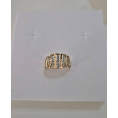 ANELLO Fascia Donna ORO Bicolore 18 Kt 750% GIALLO BIANCO Sfaccettato Diamantato