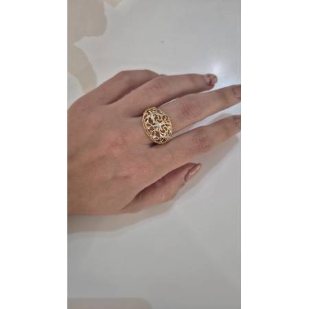 ANELLO Donna ORO Bicolore 18 Karati 750% GIALLO E BIANCO Sfaccettato Diamantato