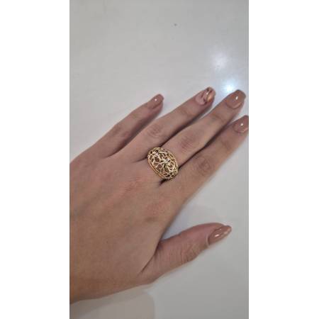 ANELLO Donna ORO Bicolore 18 Karati 750% GIALLO E BIANCO Sfaccettato Diamantato