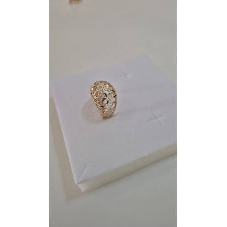 ANELLO Donna ORO Bicolore 18 Karati 750% GIALLO E BIANCO Sfaccettato Diamantato