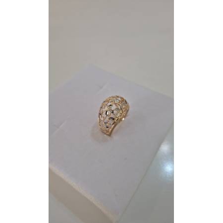 ANELLO Donna ORO Bicolore 18 Karati 750% GIALLO E BIANCO Sfaccettato Diamantato