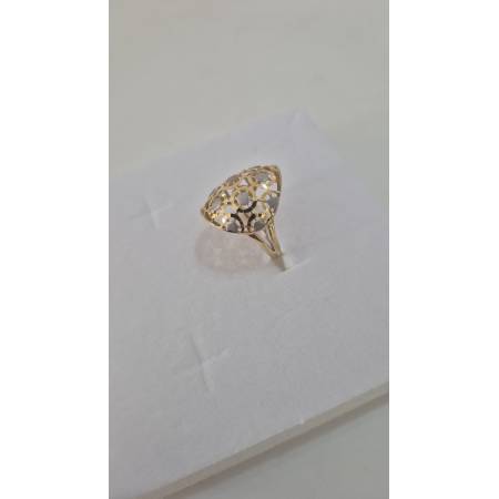 ANELLO Donna ORO Bicolore 18 Karati 750% GIALLO E BIANCO Sfaccettato Diamantato