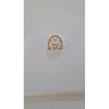 ANELLO Donna ORO Bicolore 18 Karati 750% GIALLO E BIANCO Sfaccettato Diamantato