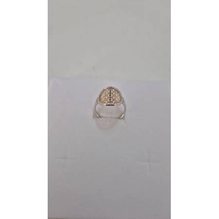 ANELLO Da Donna In ORO Bicolore 18 Karati 750% GIALLO E BIANCO Forato Diamantato