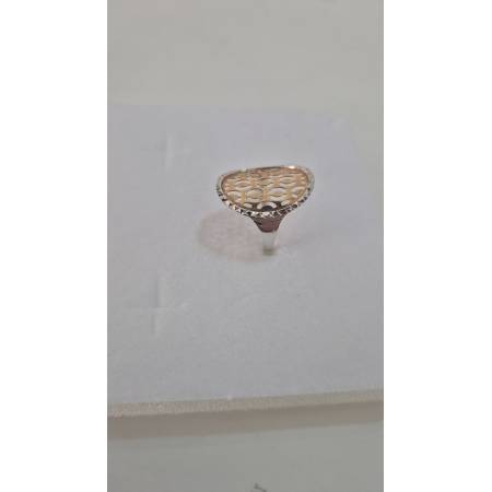 ANELLO Da Donna In ORO Bicolore 18 Karati 750% GIALLO E BIANCO Forato Diamantato