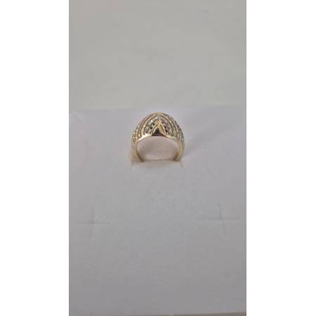 ANELLO Donna In ORO Bicolore 18 Karati 750% GIALLO E BIANCO A Fascia Diamantato