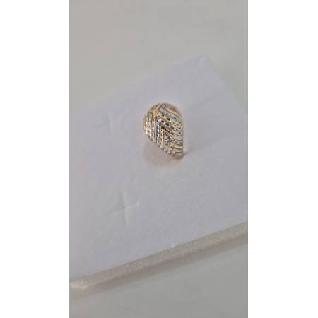 ANELLO Donna In ORO Bicolore 18 Karati 750% GIALLO E BIANCO A Fascia Diamantato