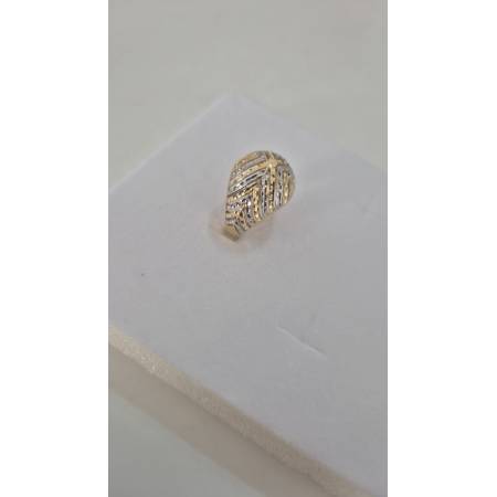 ANELLO Donna In ORO Bicolore 18 Karati 750% GIALLO E BIANCO A Fascia Diamantato