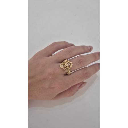 ANELLO Donna In ORO Bicolore 18 Karati 750% GIALLO E BIANCO Satinato Diamantato