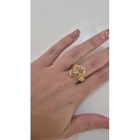 ANELLO Donna In ORO Bicolore 18 Karati 750% GIALLO E BIANCO Satinato Diamantato