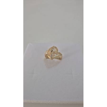 ANELLO Donna In ORO Bicolore 18 Karati 750% GIALLO E BIANCO Satinato Diamantato