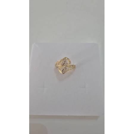 ANELLO Donna In ORO Bicolore 18 Karati 750% GIALLO E BIANCO Satinato Diamantato