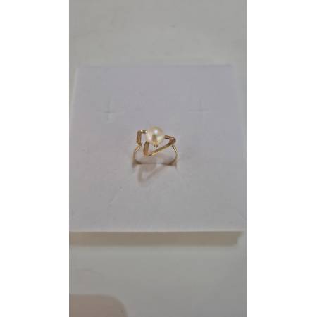 ANELLO Con PERLA Bianca Di Acqua Dolce In ORO GIALLO 18 Karati 750% Diamantato