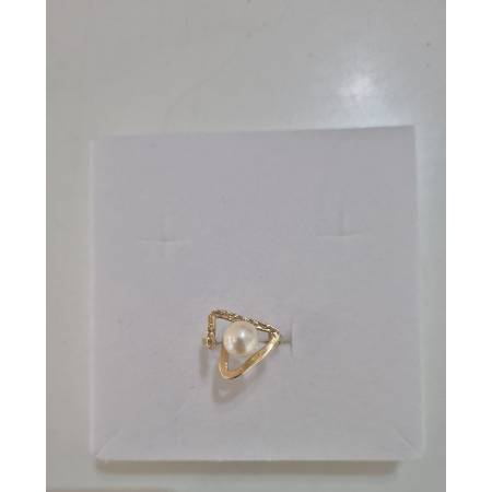 ANELLO Con PERLA Bianca Di Acqua Dolce In ORO GIALLO 18 Karati 750% Diamantato
