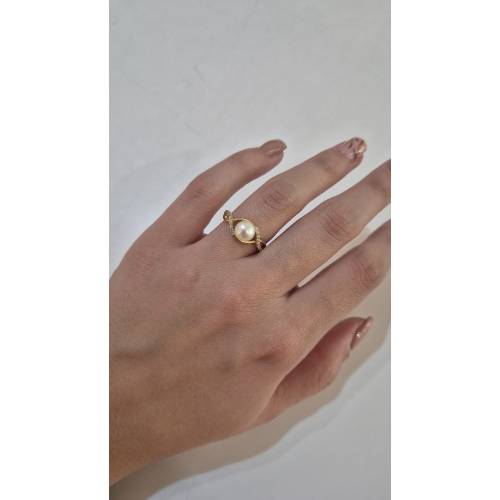 ANELLO Con PERLA Bianca Di Acqua...