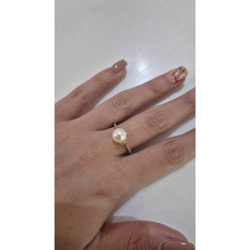 ANELLO Con PERLA Bianca Di Acqua...