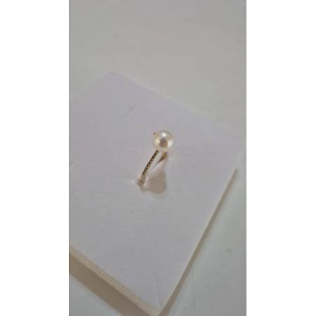 ANELLO Con PERLA Bianca Di Acqua Dolce In ORO GIALLO 18 Karati 750% Con Zirconi