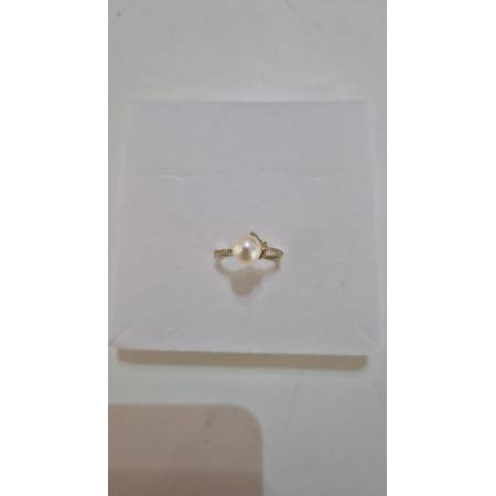 ANELLO Con PERLA Bianca Di Acqua Dolce In ORO GIALLO 18 Karati 750% Con Zirconi