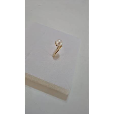 ANELLO Intreccio Donna Con PERLA Bianca Acqua Dolce In ORO GIALLO 18 Karati 750%