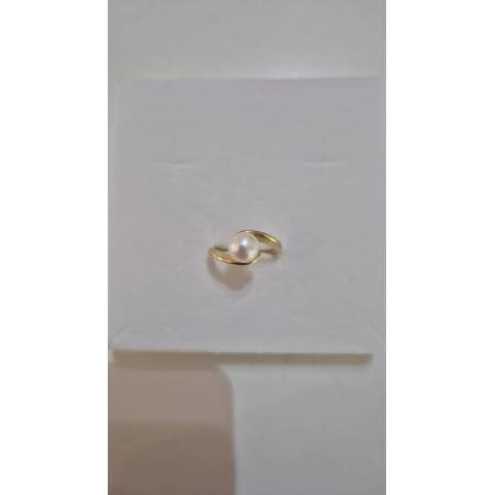 ANELLO Intreccio Donna Con PERLA Bianca Acqua Dolce In ORO GIALLO 18 Karati 750%