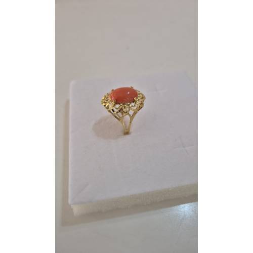 ANELLO Da Donna Con Pietra CORALLO...