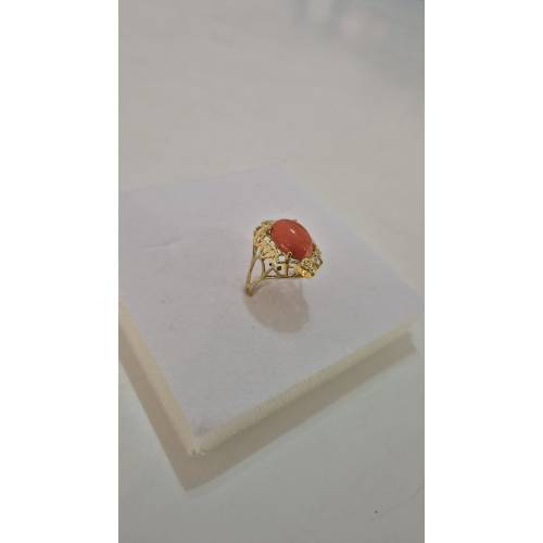 ANELLO Da Donna Con Pietra CORALLO...