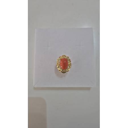 ANELLO Da Donna Con Pietra CORALLO ROSSO Ovale In ORO GIALLO 18 Karati 750/1000