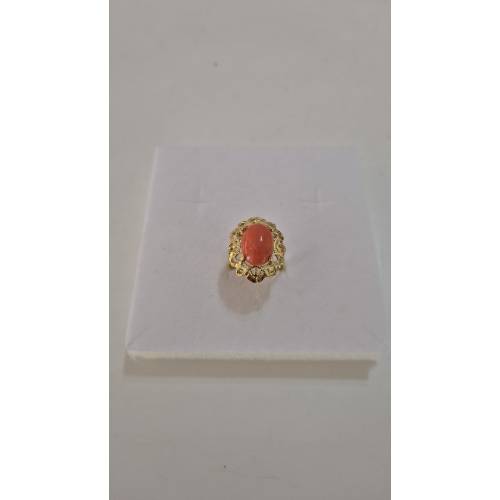 ANELLO Da Donna Con Pietra CORALLO...