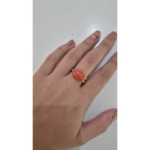 ANELLO Da Donna Con Pietra CORALLO...