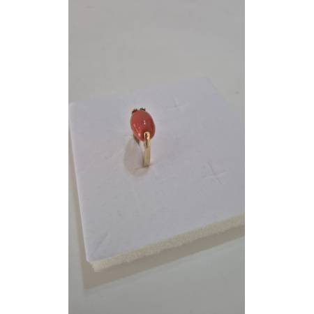 ANELLO Da Donna Con Pietra CORALLO ROSSO Ovale In ORO GIALLO 18 Karati 750/1000