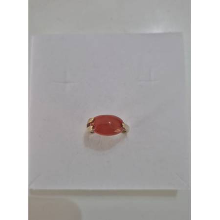 ANELLO Da Donna Con Pietra CORALLO ROSSO Ovale In ORO GIALLO 18 Karati 750/1000