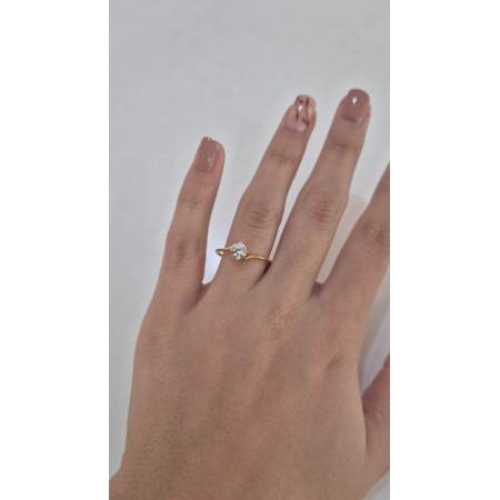 ANELLO SOLITARIO Con Zircone Bianco Tondo Da Donna In ORO GIALLO 18 Karati 750%