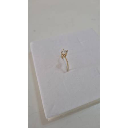 ANELLO SOLITARIO Con Zircone Bianco Tondo Da Donna In ORO GIALLO 18 Karati 750%