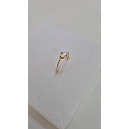 ANELLO SOLITARIO Con Zircone Bianco Tondo Da Donna In ORO GIALLO 18 Karati 750%