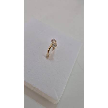 ANELLO Da Donna In ORO GIALLO 18 Karati 750% Con Zirconi Bianchi Tondi A Fiore