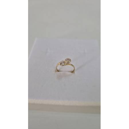 ANELLO Da Donna In ORO GIALLO 18 Karati 750% Con Zirconi Bianchi Tondi A Fiore