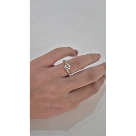 ANELLO SOLITARIO Con Zirconi Bianchi Tondi Da Donna In ORO GIALLO 18 Karati 750%