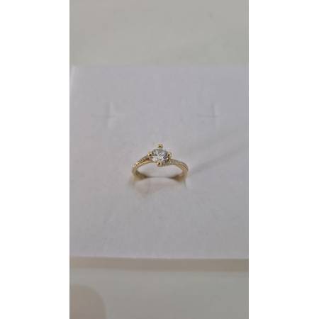 ANELLO SOLITARIO Con Zirconi Bianchi Tondi Da Donna In ORO GIALLO 18 Karati 750%