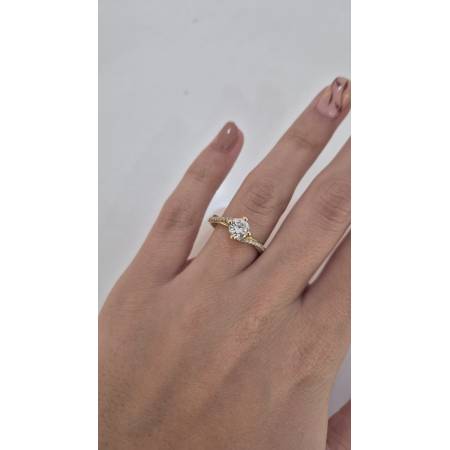 ANELLO SOLITARIO Con Zirconi Bianchi Tondi Da Donna In ORO GIALLO 18 Karati 750%