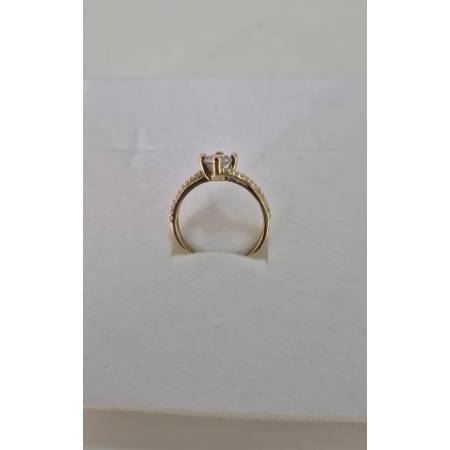 ANELLO SOLITARIO Con Zirconi Bianchi Tondi Da Donna In ORO GIALLO 18 Karati 750%