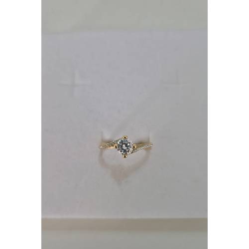 ANELLO SOLITARIO Con Zirconi Bianchi...